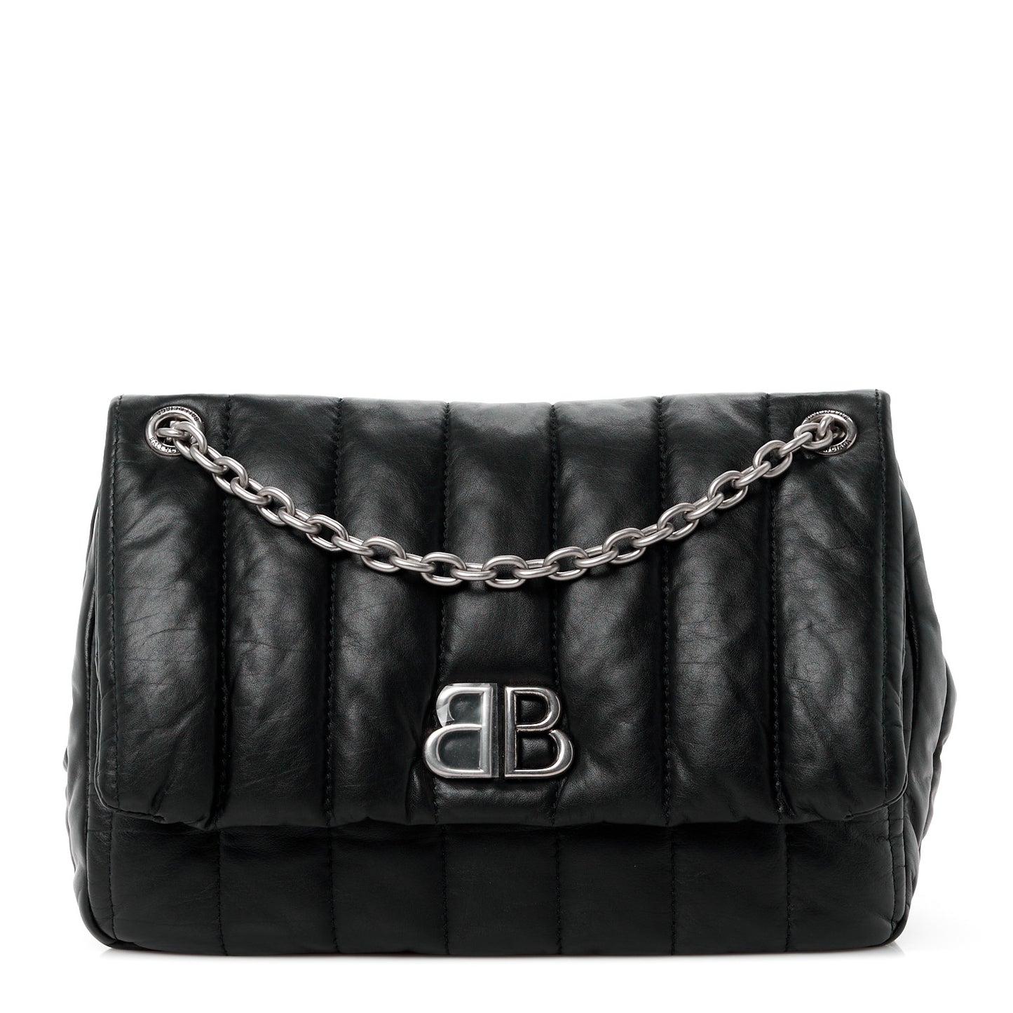 Calfskin Quilted Mini Monaco Chain Shoulder Bag Black