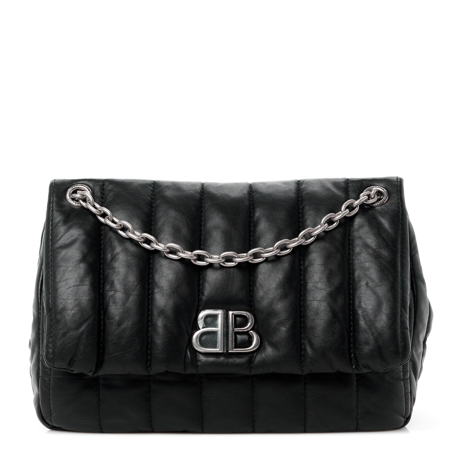 Balenciaga Calfskin Quilted Mini Monaco Chain Shoulder Bag Black 1 of 10