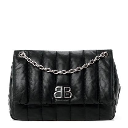Balenciaga Calfskin Quilted Mini Monaco Chain Shoulder Bag Black 1 of 10