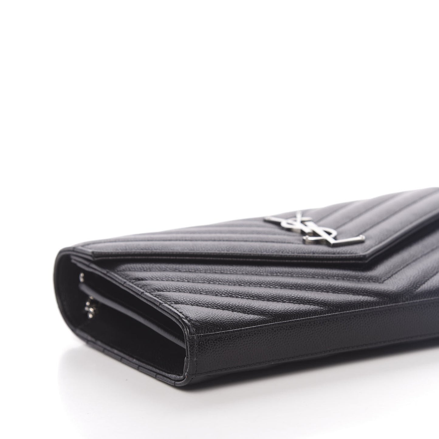 Grain De Poudre Matelasse Chevron Monogram Chain Wallet Black