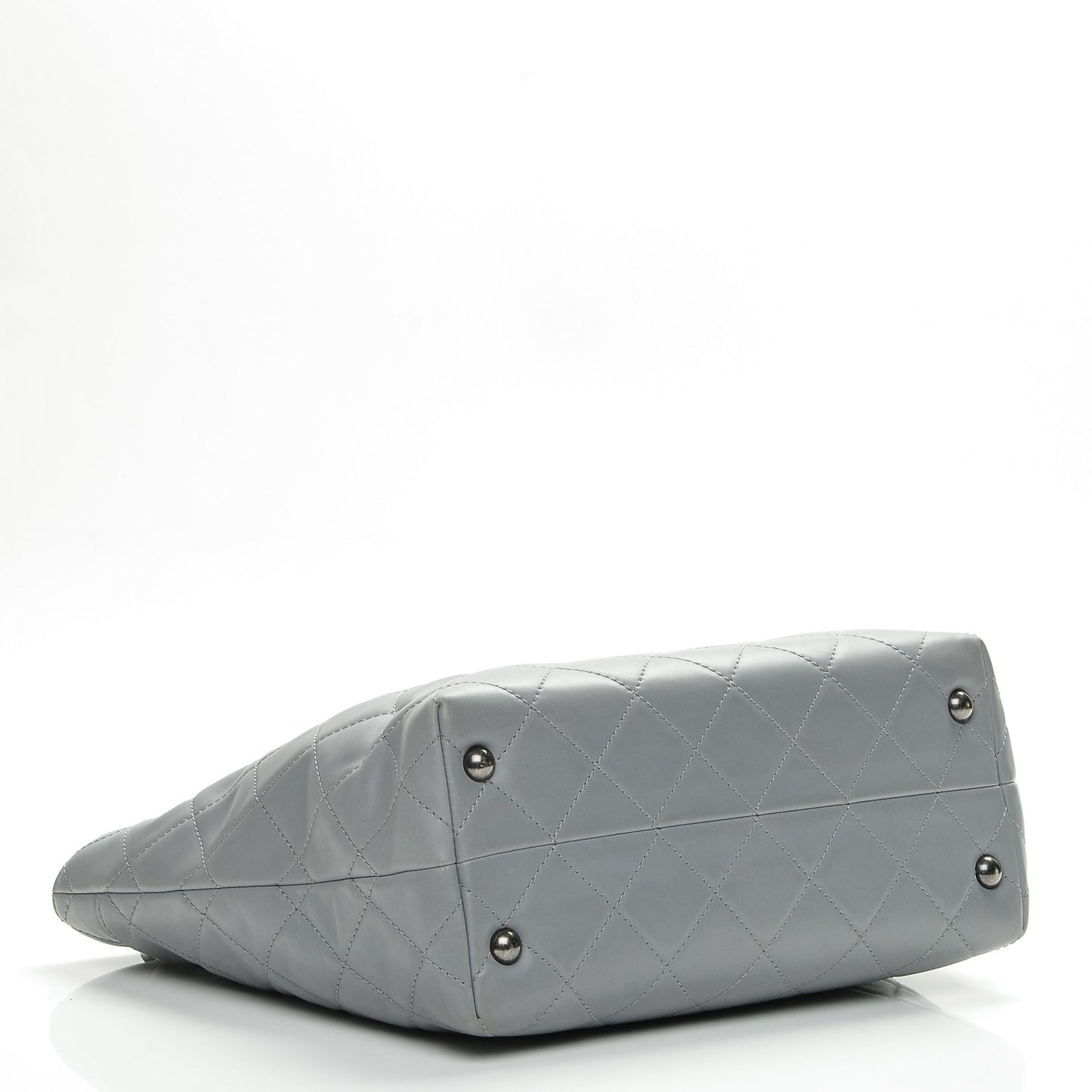 Calfskin Quilted Large Shopping In Chains Tote Light Grey