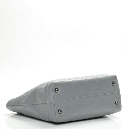 Chanel Calfskin Quilted Large Shopping In Chains Tote Light Grey 4 of 7