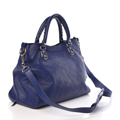 Balenciaga Chevre Gold Metallic Edge Hardware Velo Bleu Roi 3 of 10