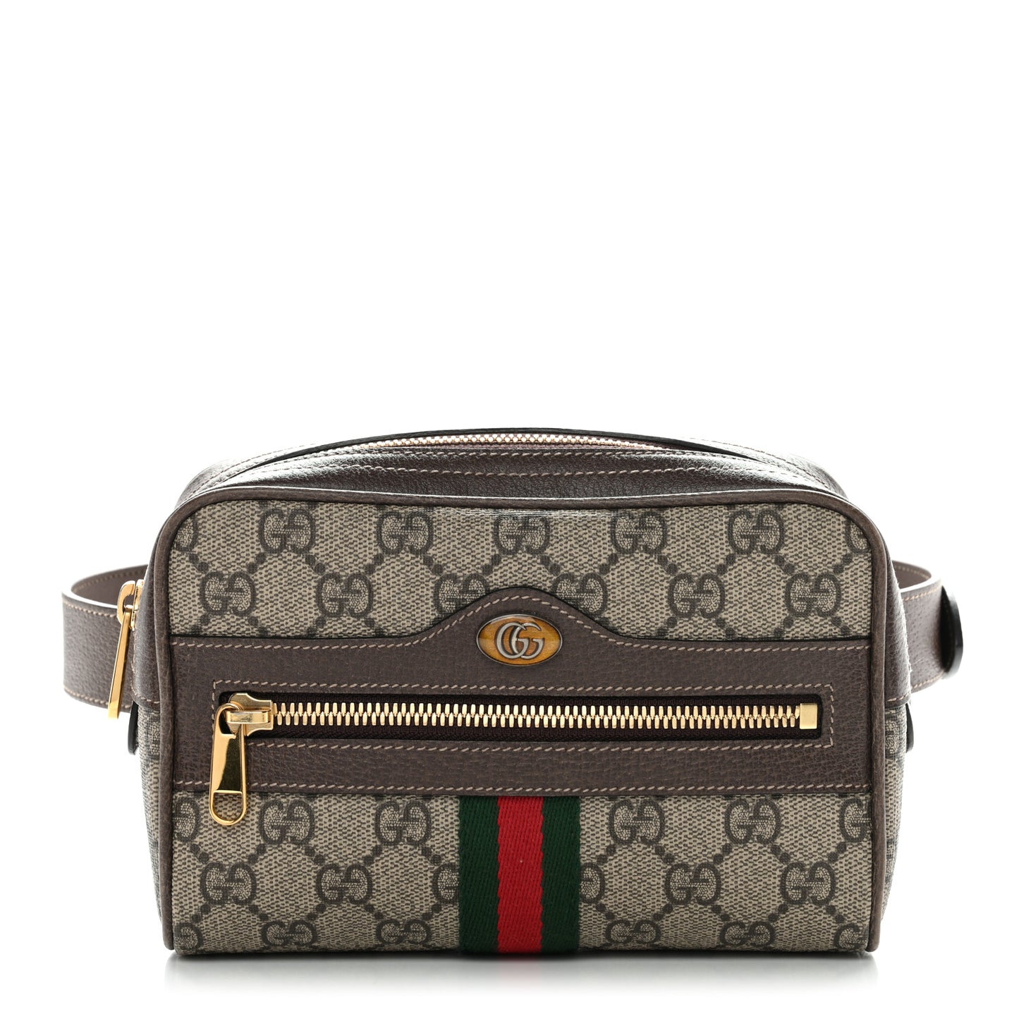 GG Supreme Monogram Web Small Ophidia Belt Bag 75 30 Dark Brown