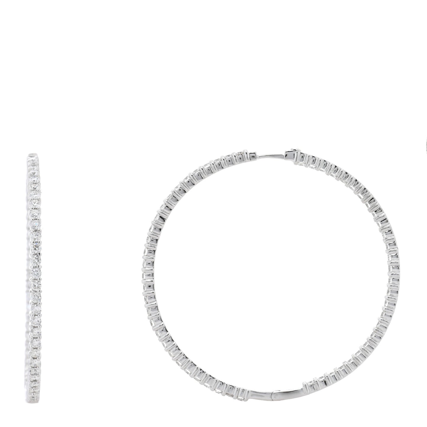 18K White Gold Diamond 7.55ctw Inside Outside Hoop Earrings