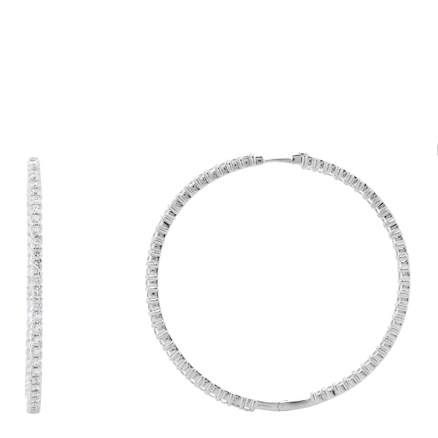 Roberto Coin 18K White Gold Diamond 7.55ctw Inside Outside Hoop Earrings 1 of 5