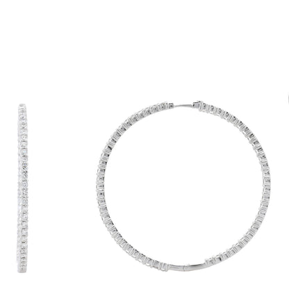 Roberto Coin 18K White Gold Diamond 7.55ctw Inside Outside Hoop Earrings 1 of 5