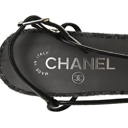 Chanel Tweed Satin Slingback Cap Toe Bow Pumps 39.5 Grey Black 10 of 11