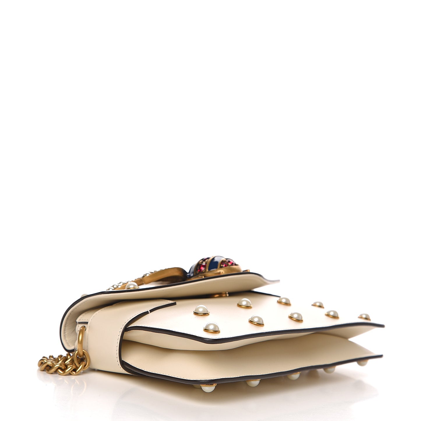 Nappa Pearl Studded Mini Queen Margaret Broadway Shoulder Bag Mystic White
