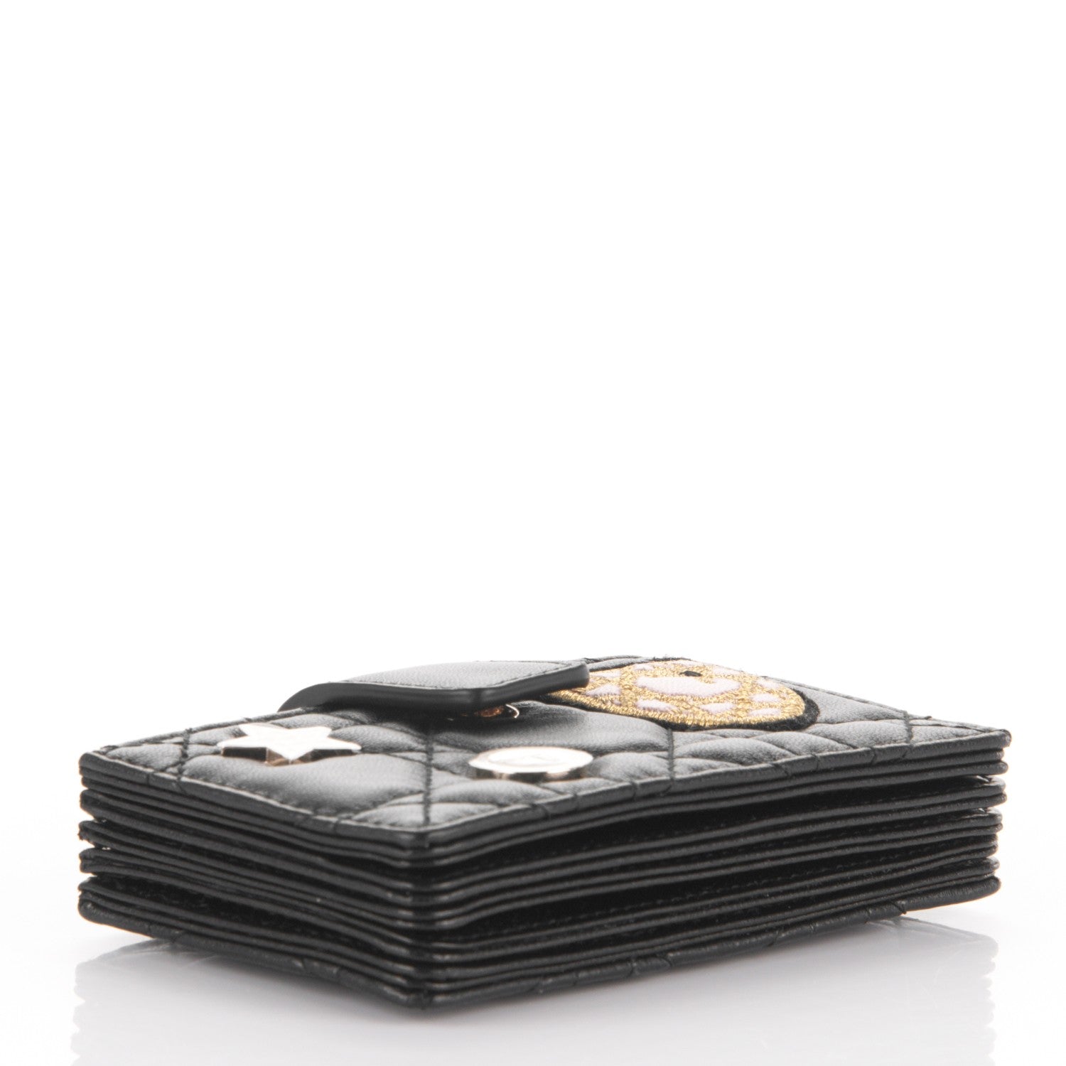 Christian Dior Lambskin Cannage Lucky Badges Lady Dior 5-Gusset Card Holder Black 4 of 8