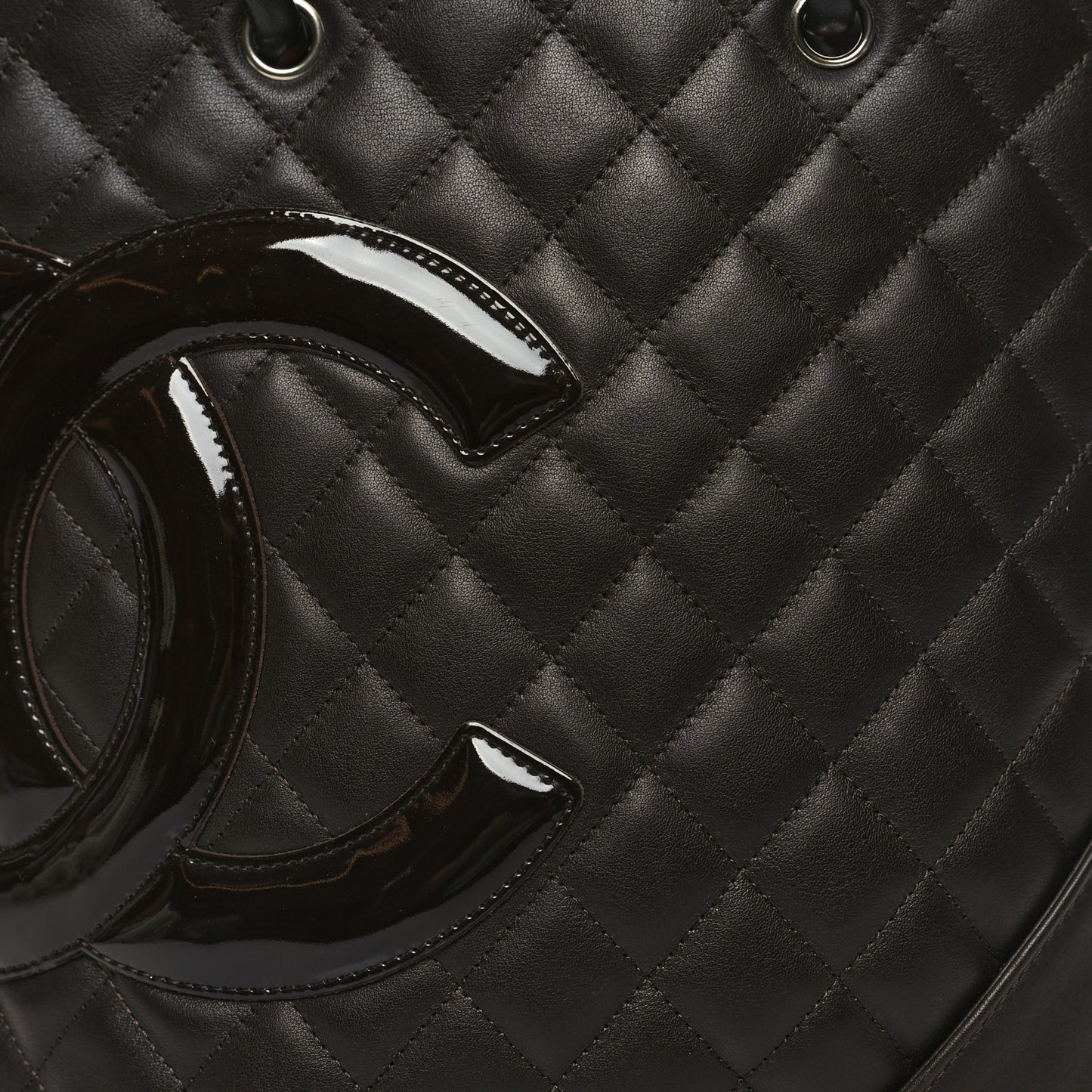 Calfskin Quilted Medium Cambon Tote Brown