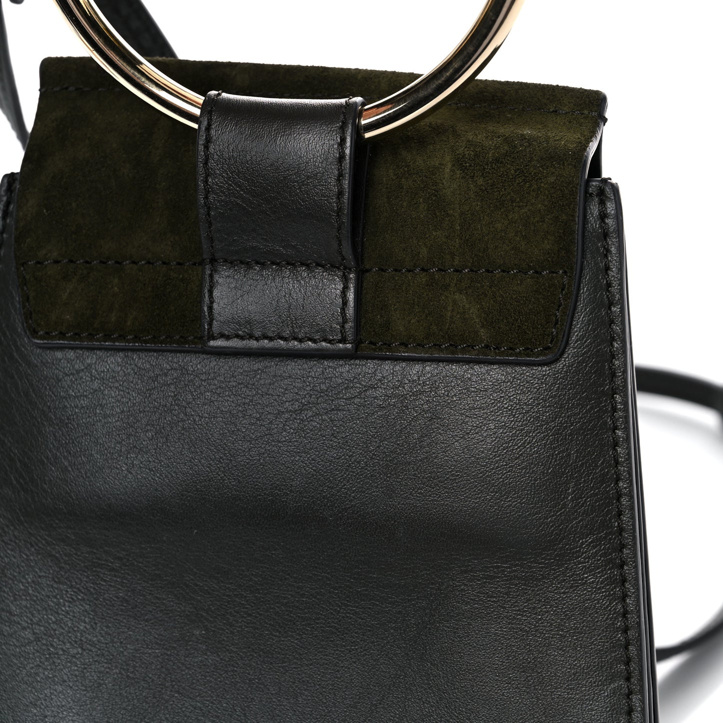 Suede Calfskin Mini Faye Bracelet Bag Forest Green