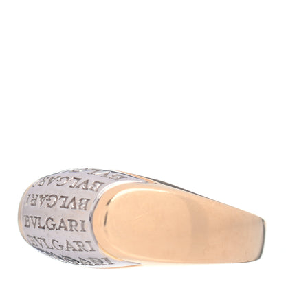Bulgari 18K White Yellow Gold Tronchetto Logo Ring 50 5.25 3 of 5