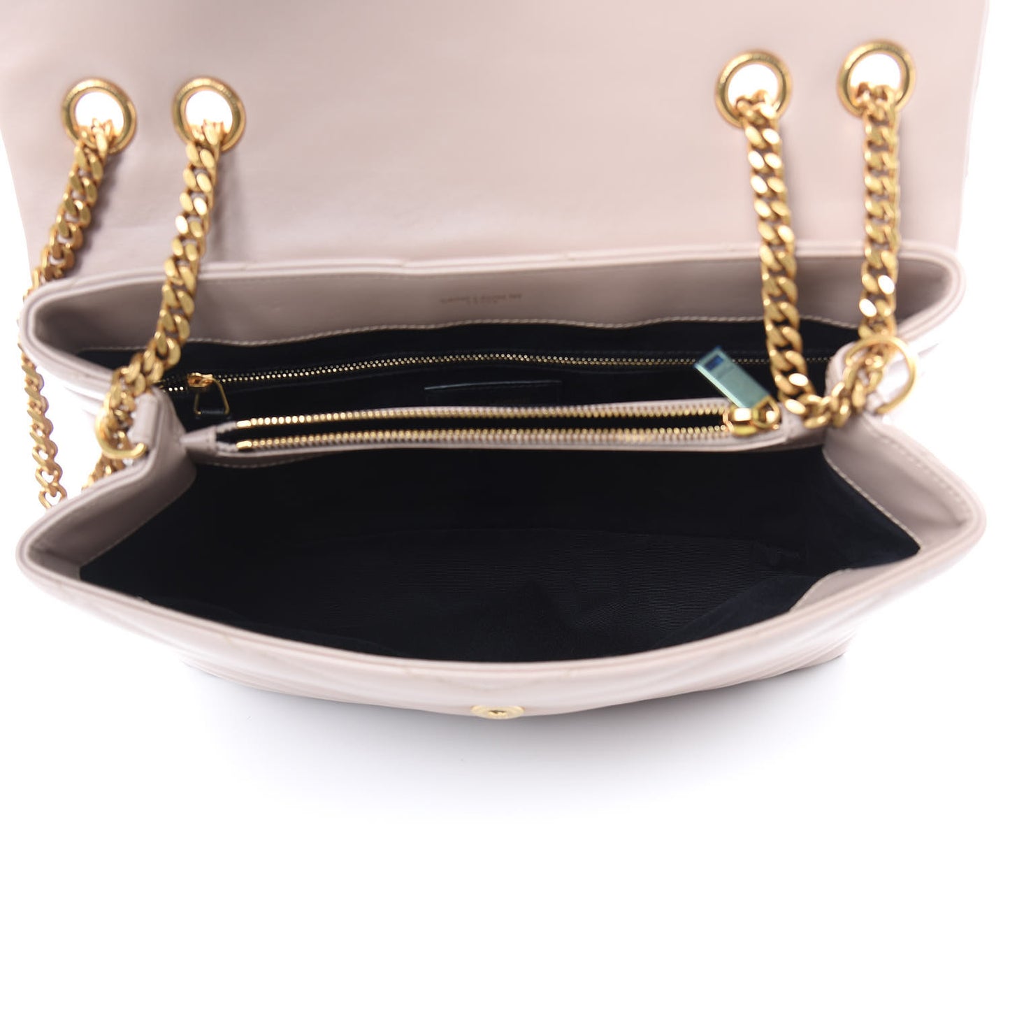 Calfskin Y Quilted Monogram Medium Loulou Chain Satchel Light Natural