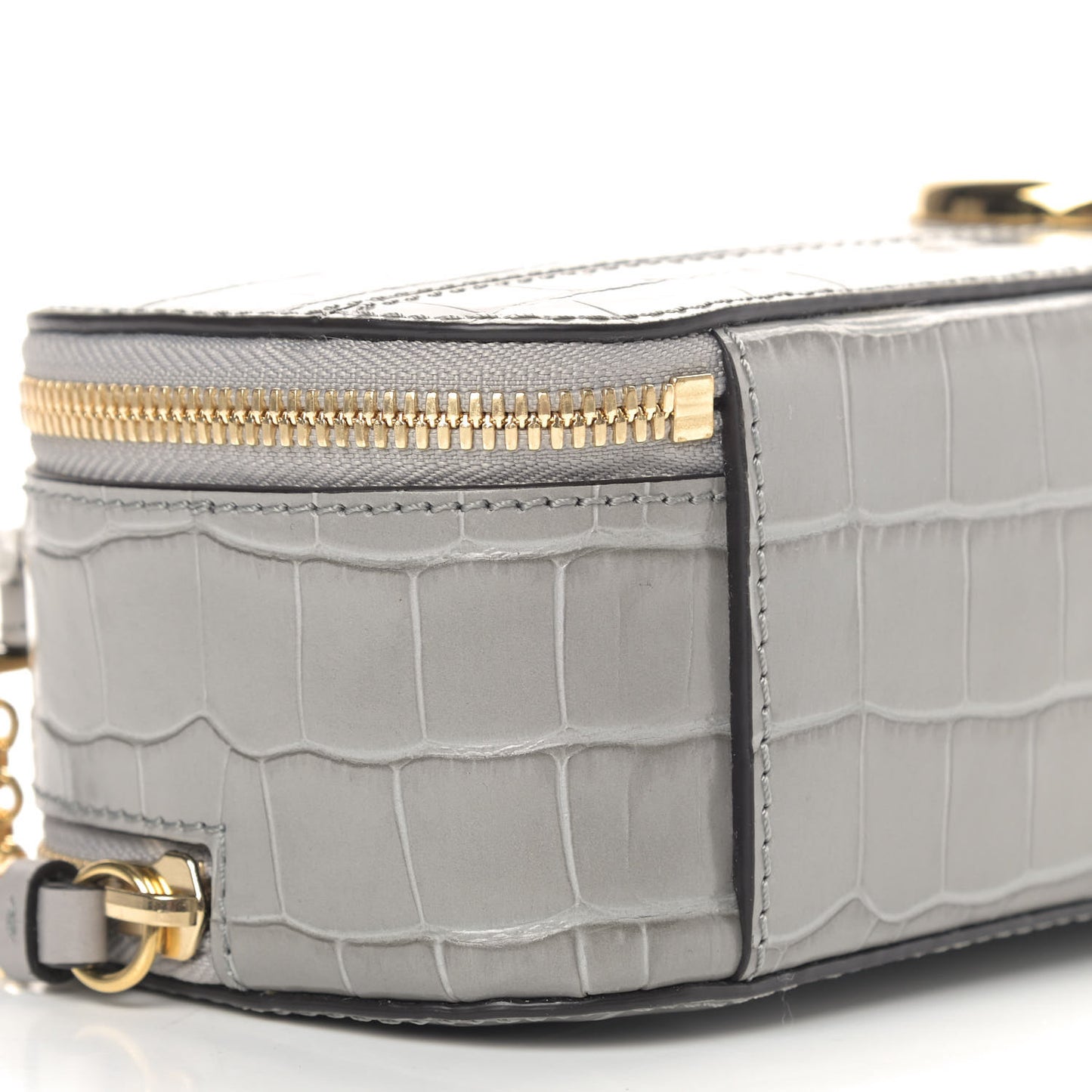 Calfskin Crocodile Embossed Mini C Vanity Bag Stormy Grey
