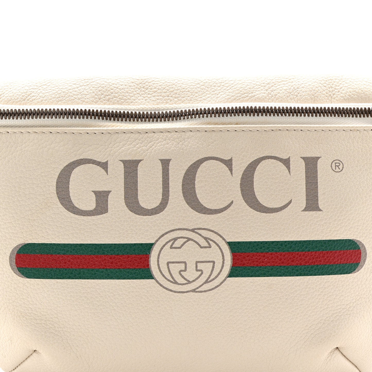 Grained Calfskin Logo Belt Bag White