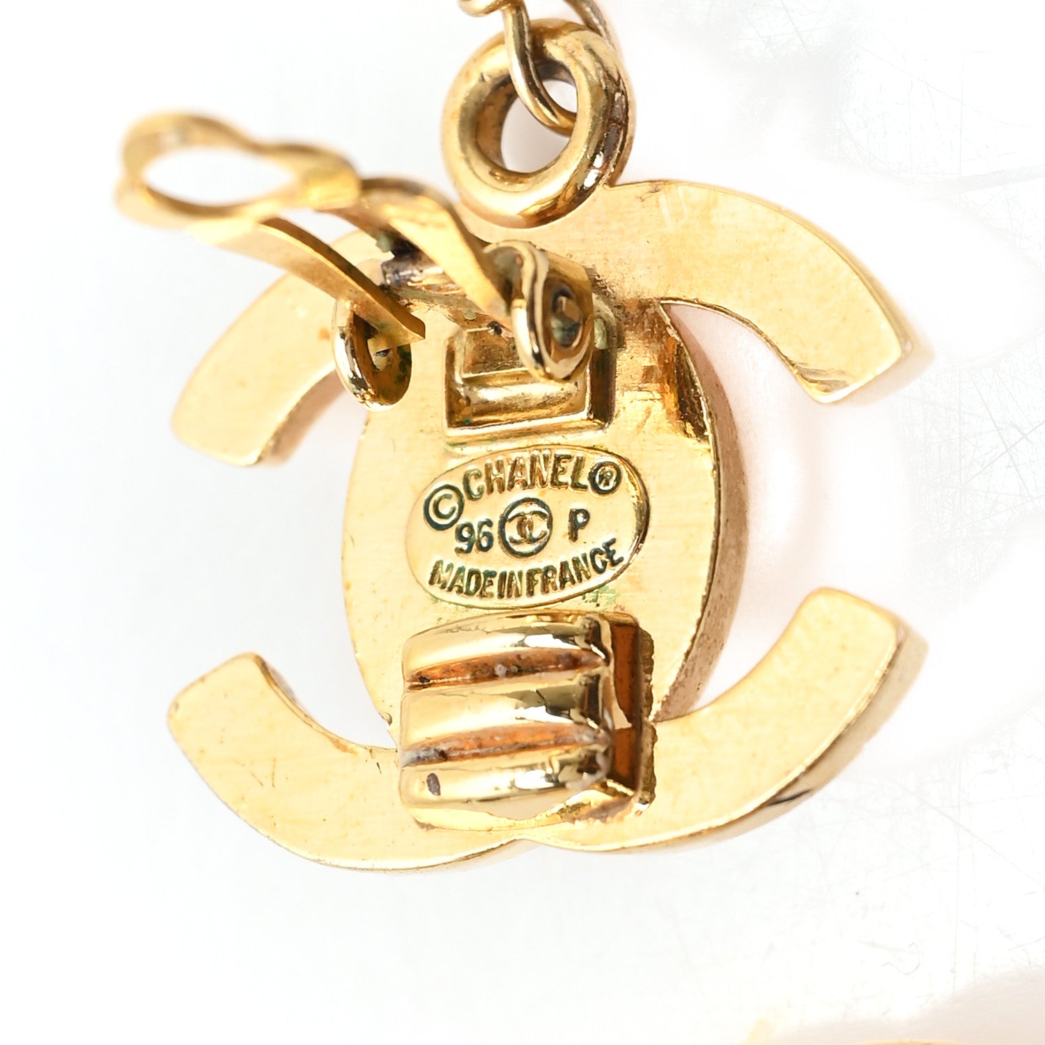 Chanel Pearl CC Turnlock Drop Clip On Earrings Gold 4 of 4