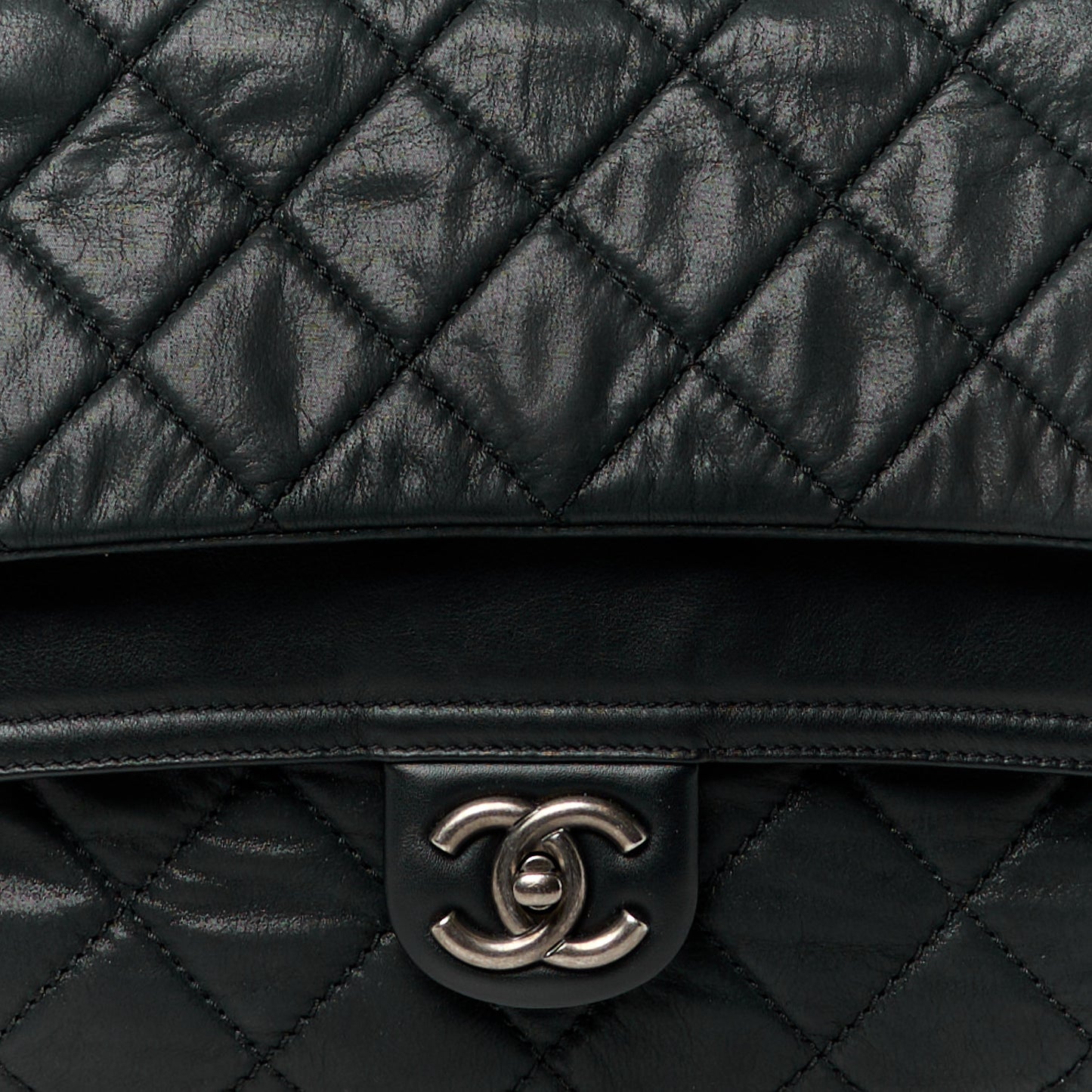 Iridescent Calfskin Jumbo In the Mix Double Flap Black