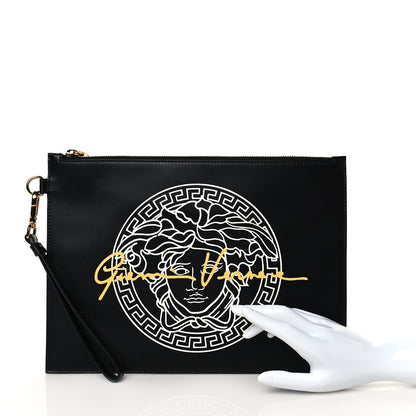 Versace Calfskin Medusa Print Zip Pouch Black 2 of 7