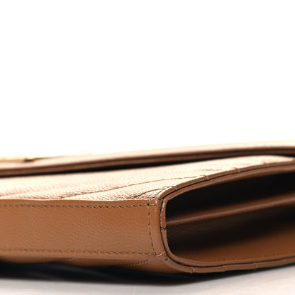 Saint Laurent Grain De Poudre Matelasse Chevron Monogram Chain Wallet Natural Dark 10 of 11