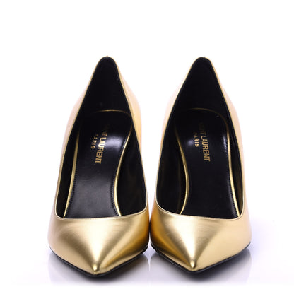 Saint Laurent Metallic Calfskin Opyum 85 Pumps 38 Oro 2 of 10