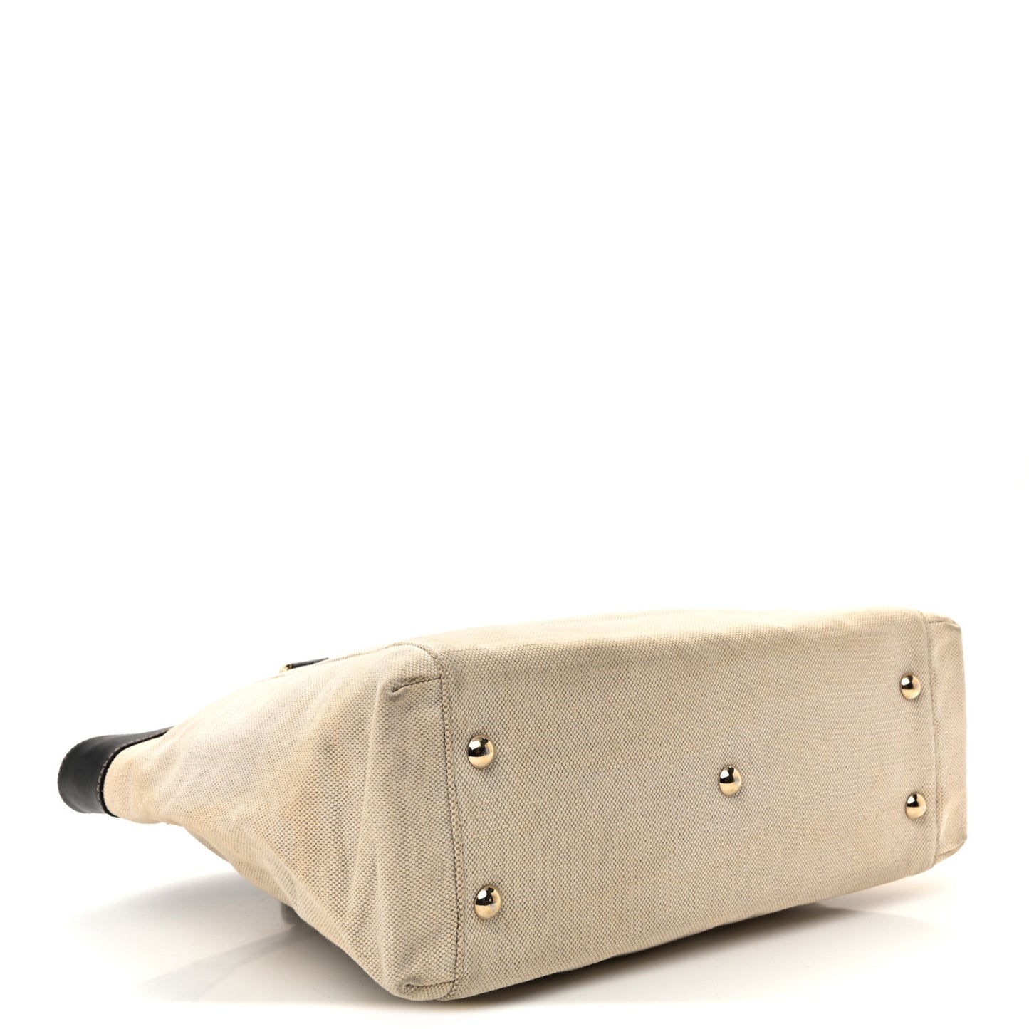 Calfskin Canvas Tote Black White