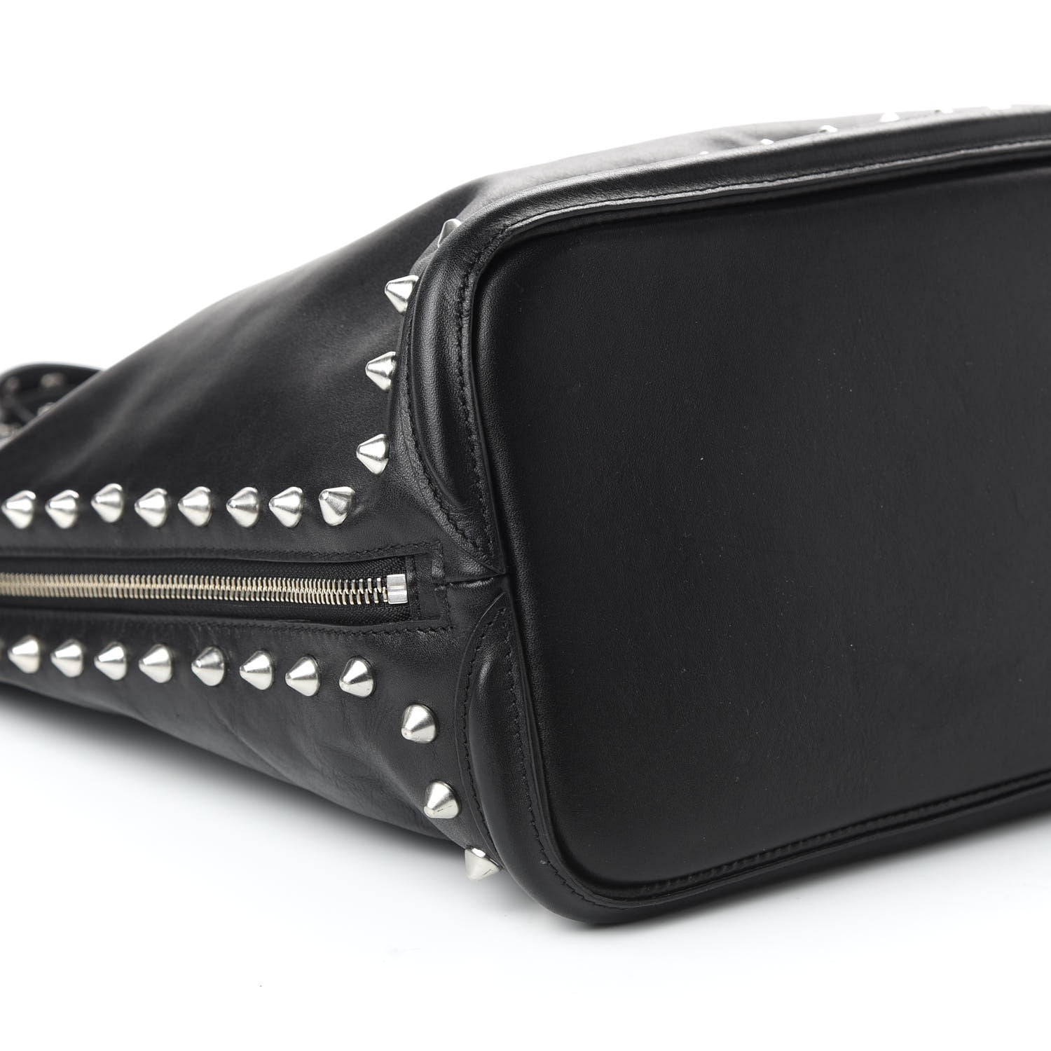 Alexander McQueen Pebbled Calfskin Skull Studded Padlock Tote Black 6 of 11