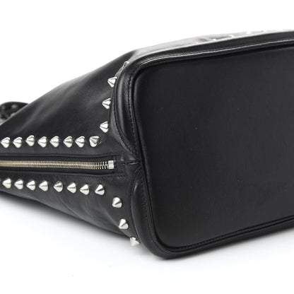 Alexander McQueen Pebbled Calfskin Skull Studded Padlock Tote Black 6 of 11
