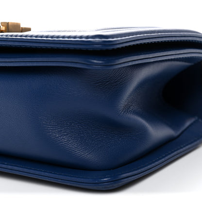 Chanel Calfskin Chevron Quilted Small Boy Flap Blue 10 of 10