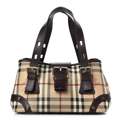 Burberry Haymarket Check Buckle Satchel Chocolate 1 of 8