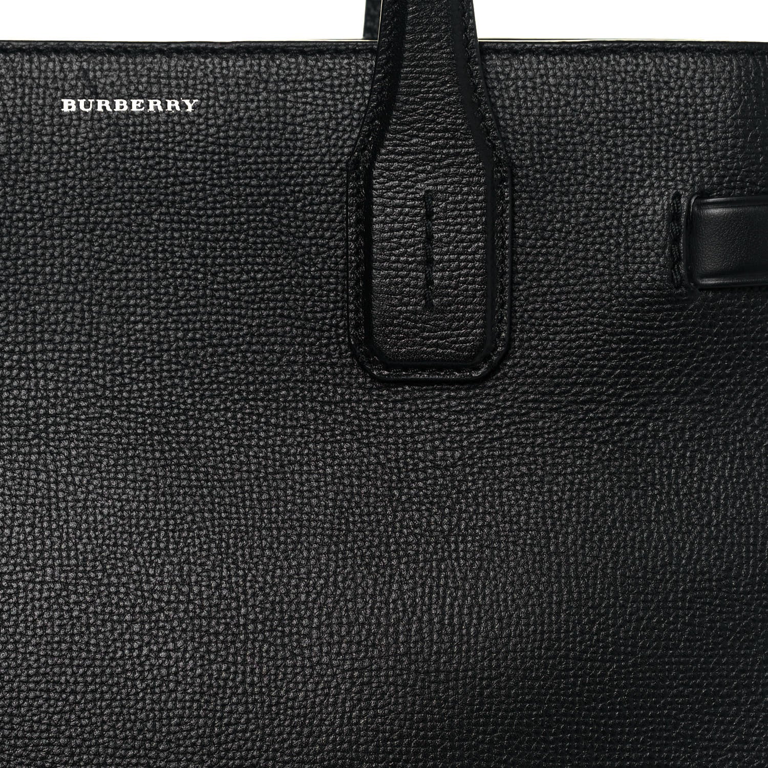 Burberry Grainy Calfskin House Check Medium Banner Tote Black 7 of 12