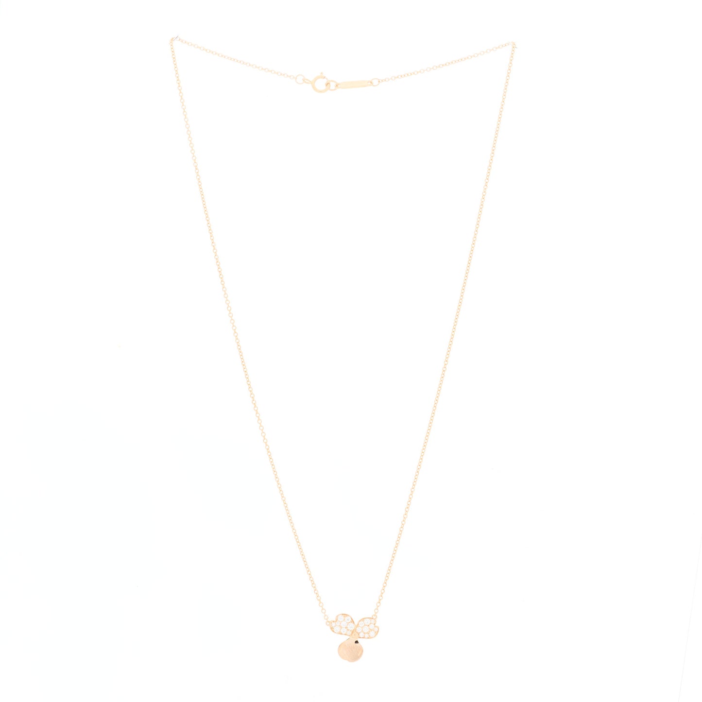18K Rose Gold Diamond Paper Flowers Pendant Necklace