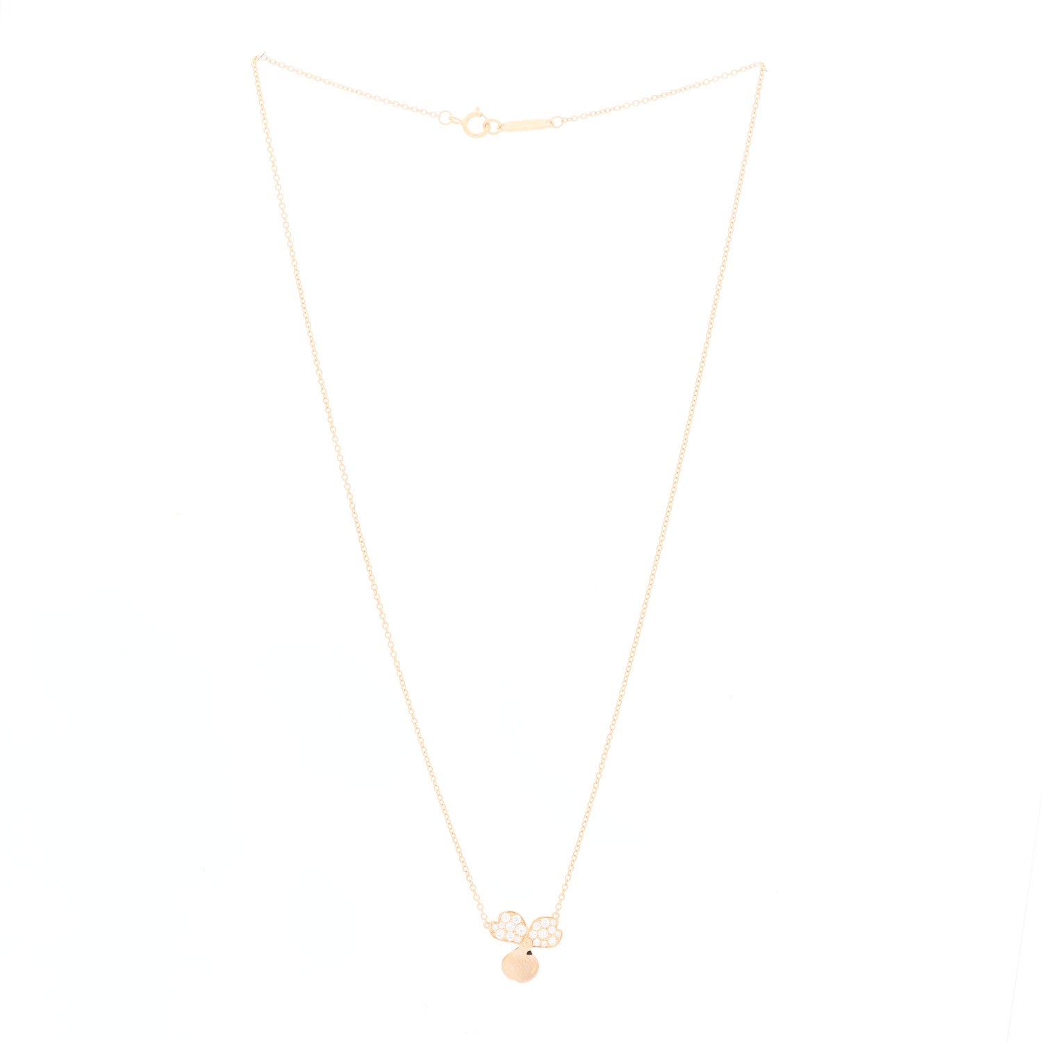 Tiffany 18K Rose Gold Diamond Paper Flowers Pendant Necklace 4 of 4