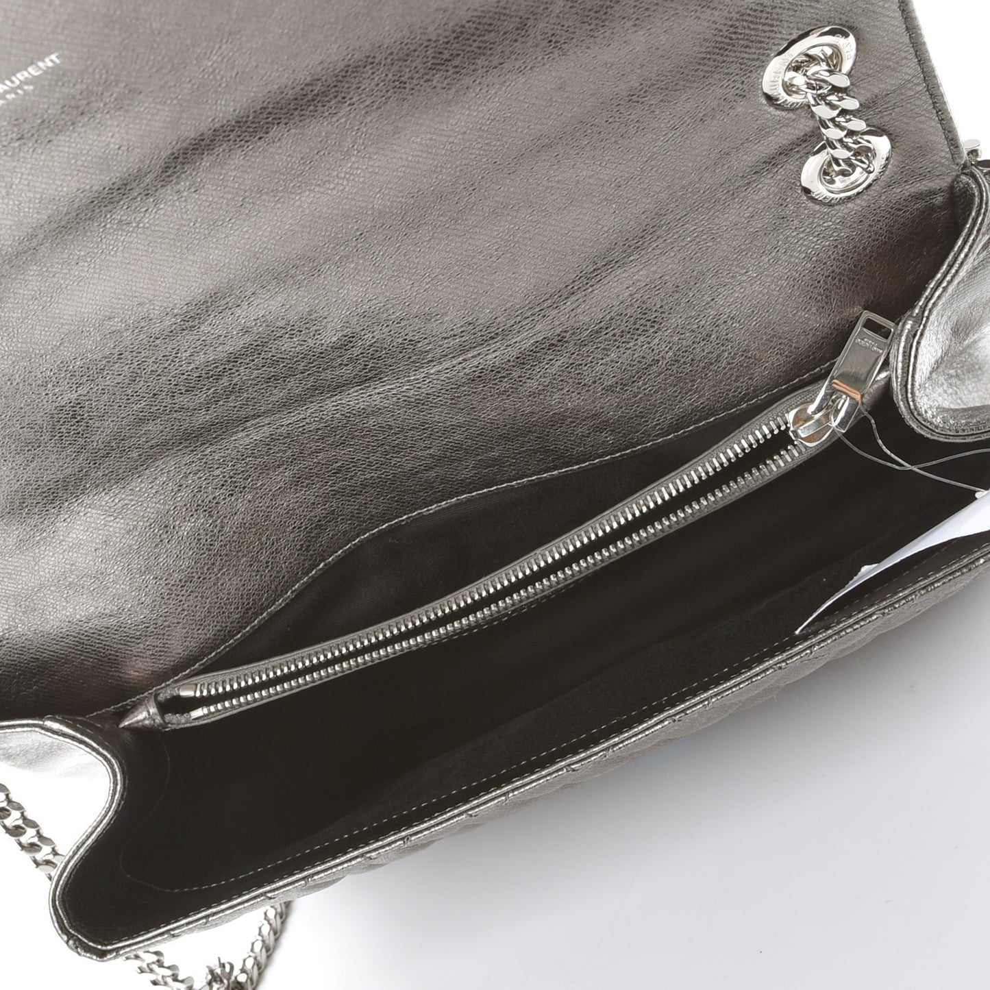 Metallic   Metallic Calfskin Mixed Matelasse Triquilt Large Monogram Envelope Satchel Graphite