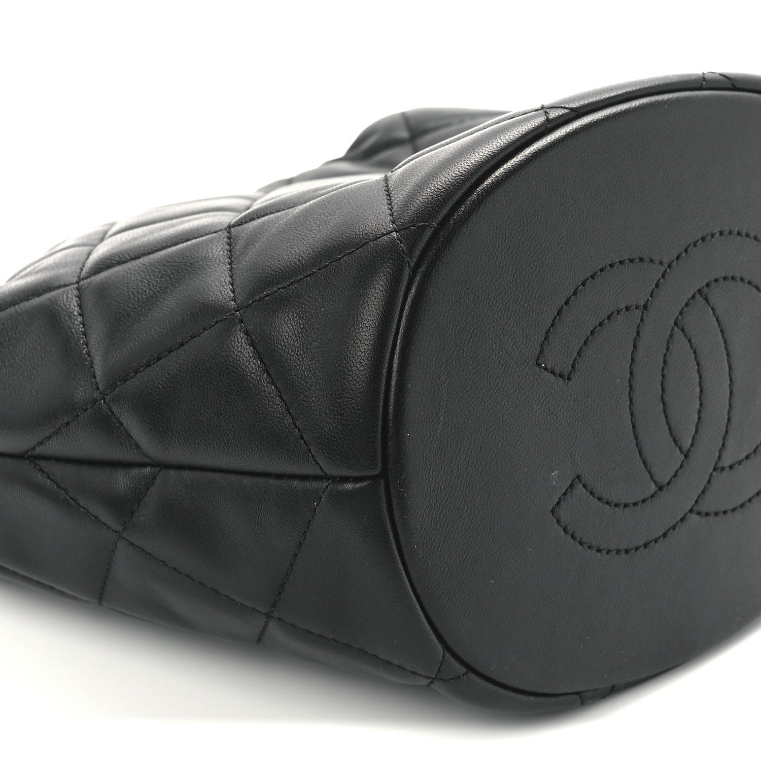Chanel Lambskin Quilted My Perfect Chain Bucket Drawstring Bag Black 10 of 11