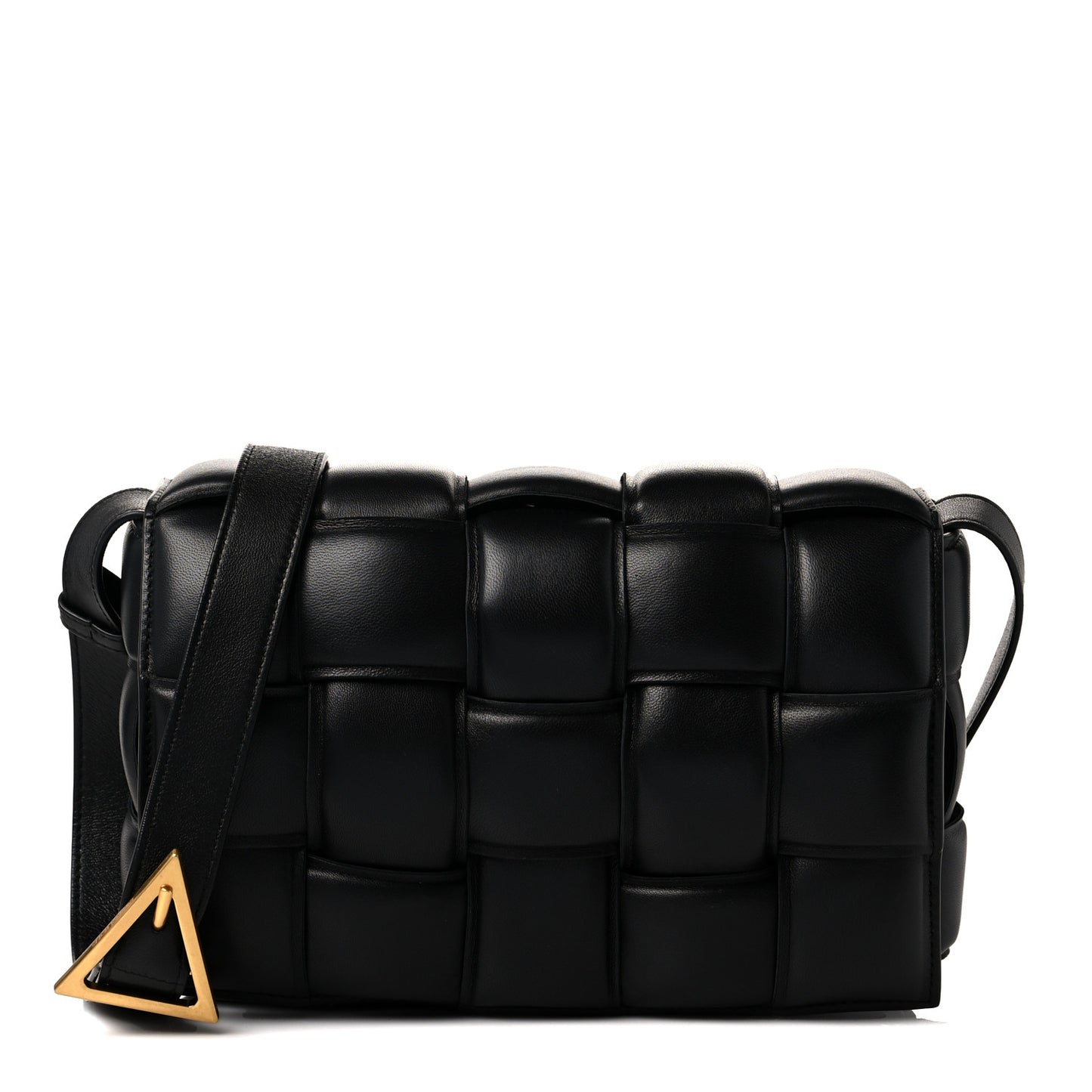 Nappa Maxi Intreccio Padded Cassette Crossbody Bag Black