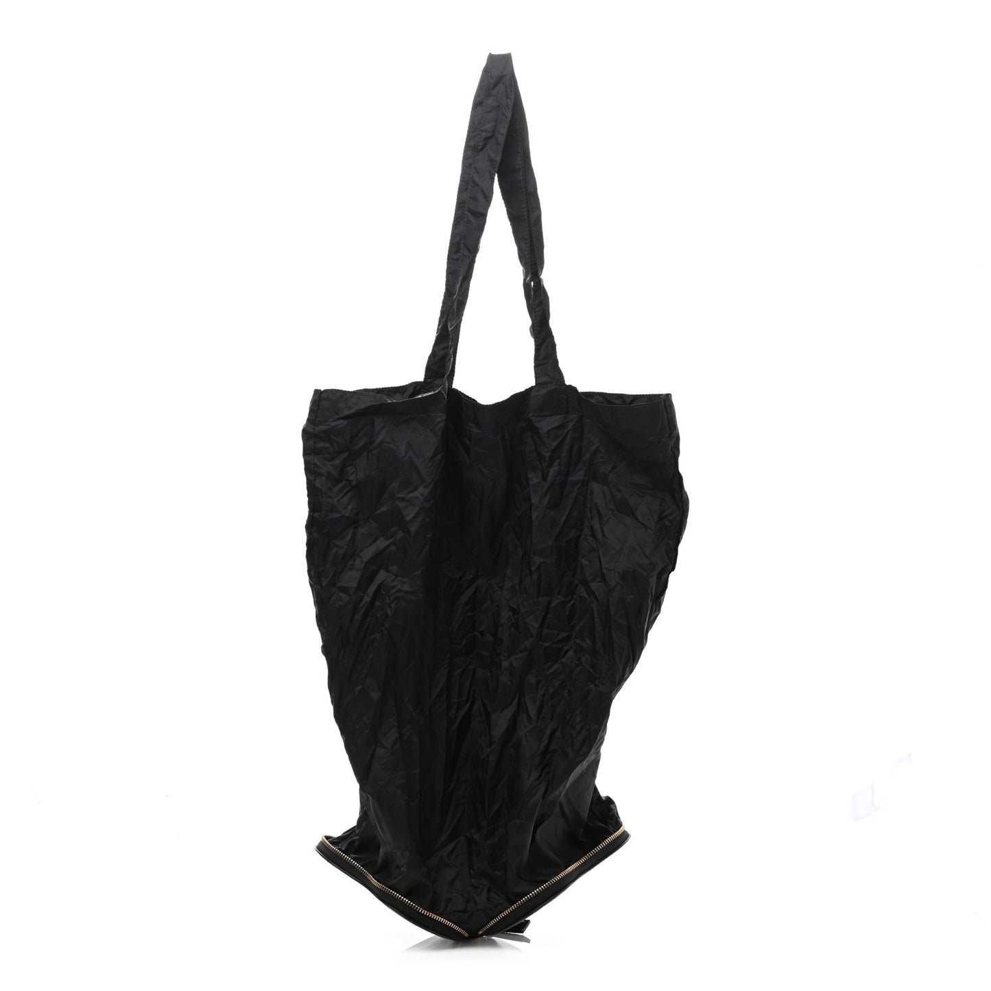Calfskin Nylon Heart Foldable Tote Bag Black