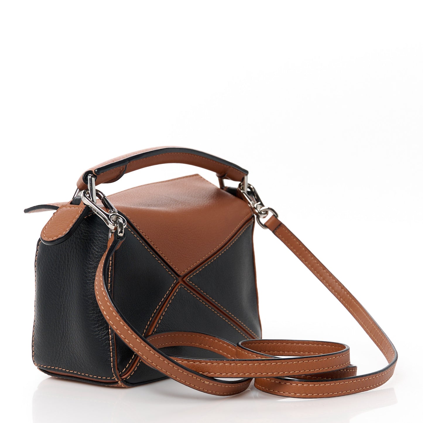 Calfskin Mini Puzzle Bag Tan Black