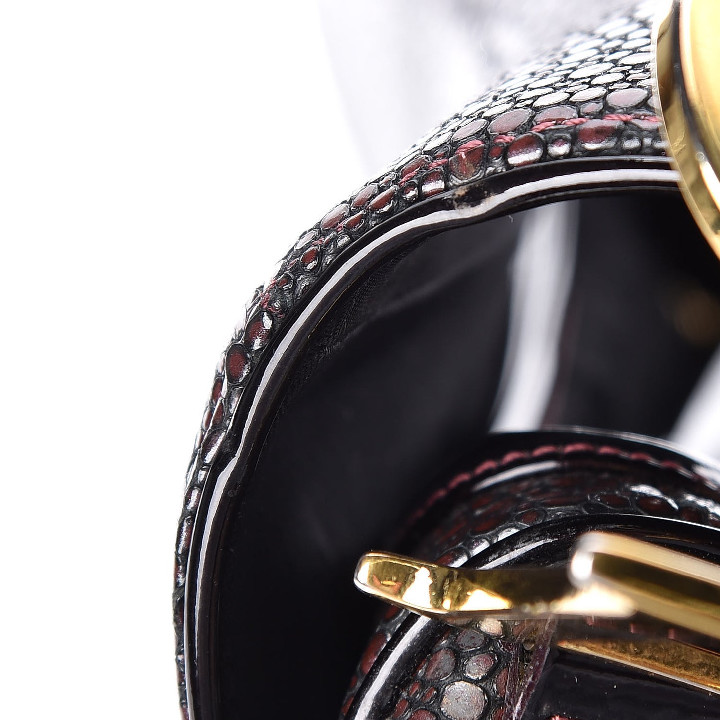 Calfskin Stingray Embossed Saddle Bag Red