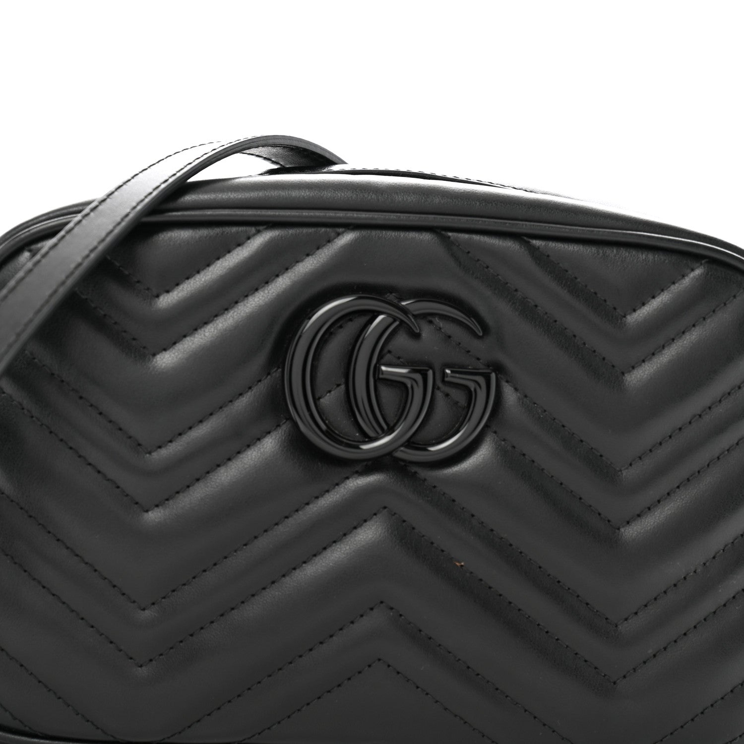 Gucci Calfskin Matelasse Monochrome Small GG Marmont Chain Shoulder Bag Black 8 of 11