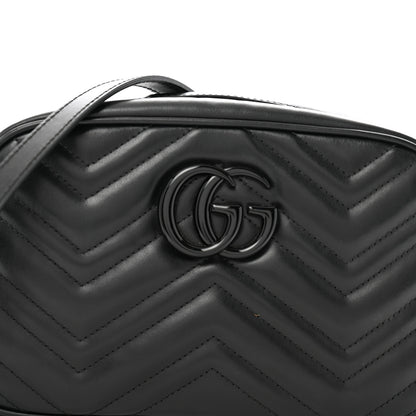 Gucci Calfskin Matelasse Monochrome Small GG Marmont Chain Shoulder Bag Black 8 of 11
