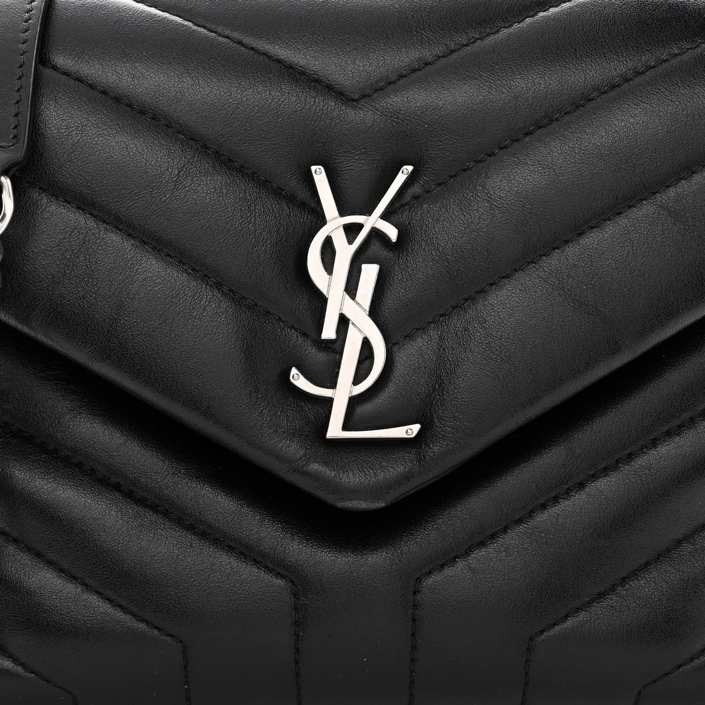 Calfskin Y Quilted Monogram Small Loulou Chain Satchel Black