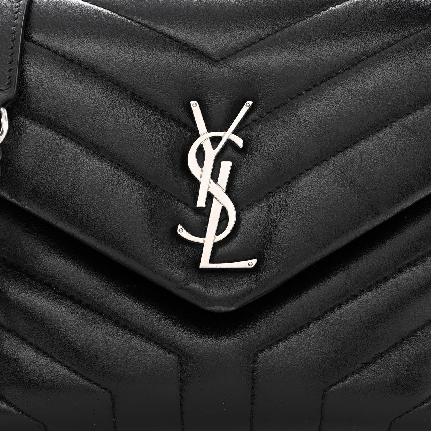 Saint Laurent Calfskin Y Quilted Monogram Small Loulou Chain Satchel Black 10 of 13