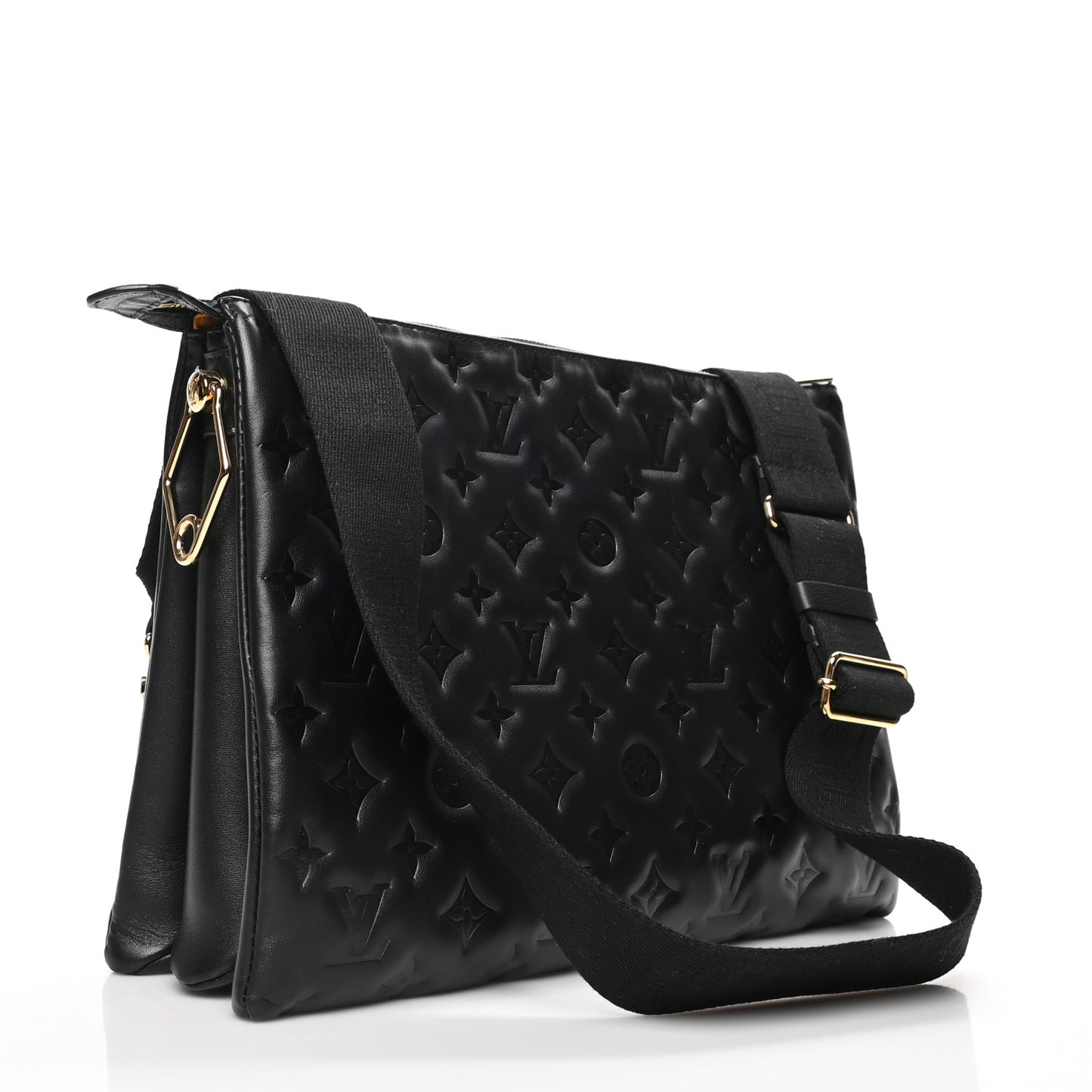 Lambskin Embossed Monogram Coussin MM Black