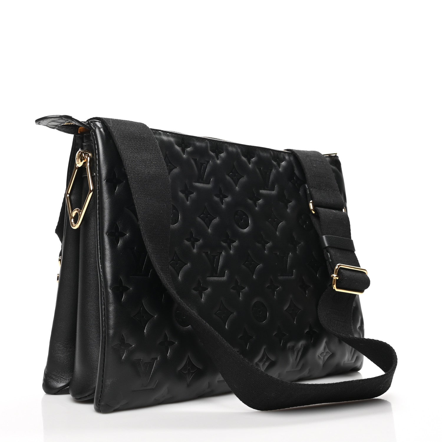 Louis Vuitton Lambskin Embossed Monogram Coussin MM Black 3 of 8