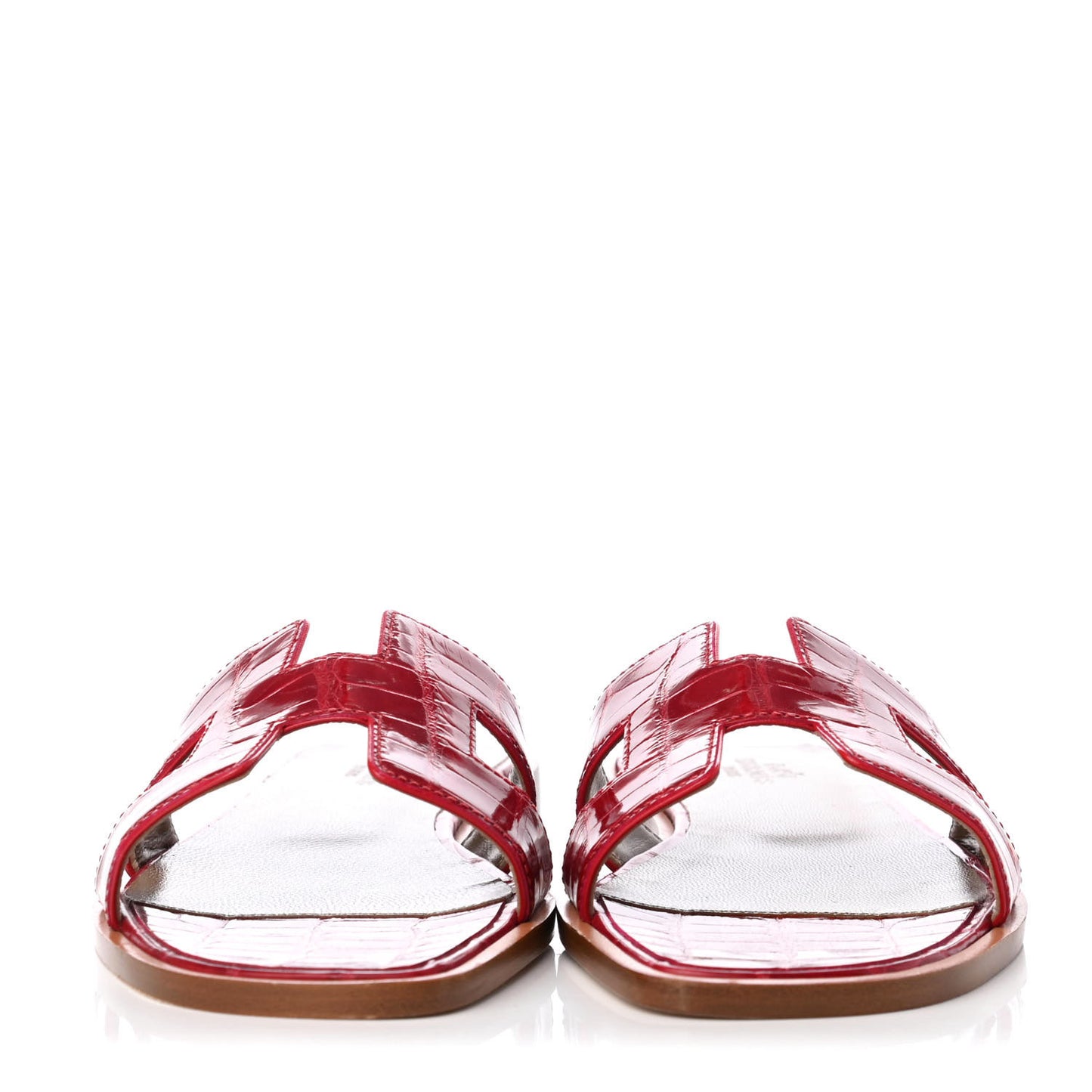 Shiny Alligator Oran Sandals 36 Braise