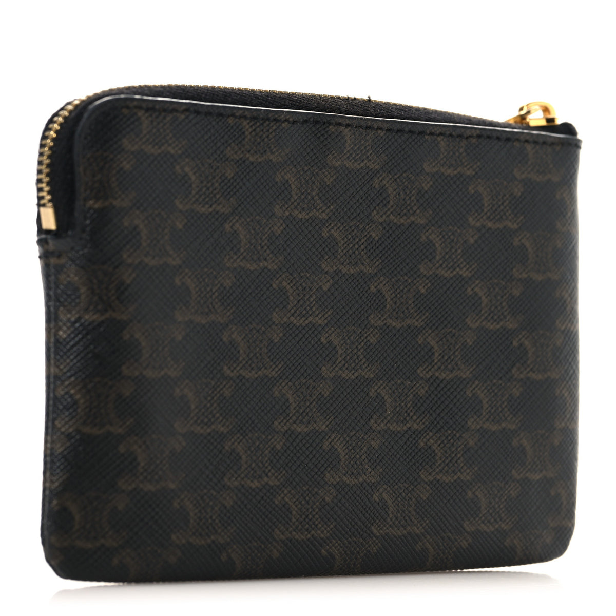 Triomphe Canvas Coin and Card Pouch With Hook Black