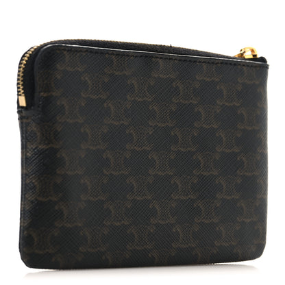Celine Triomphe Canvas Coin and Card Pouch With Hook Black 3 of 6