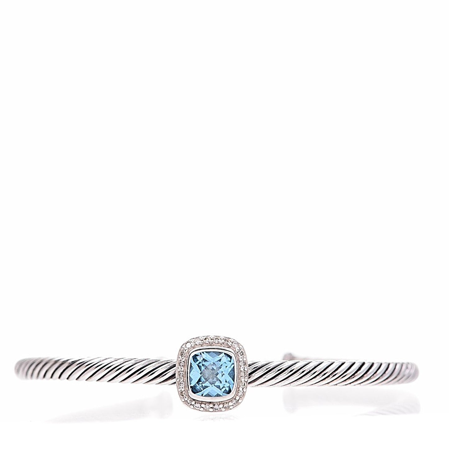 Sterling Silver Diamond Blue Topaz 4mm Noblesse Cable Bracelet