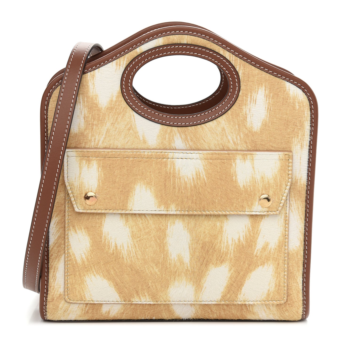 Calf Hair Deer Print Mini Pocket Bag Beige